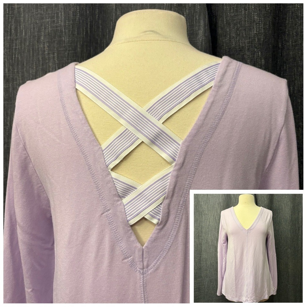 Lilly Pulitzer Purple Lavender Luxletic Areli Strappy Back V-Neck Top (Large)